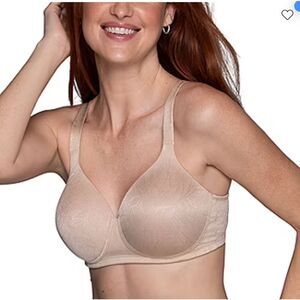 Vanity Fair Beige Floral Jacquard Full-Coverage Bra